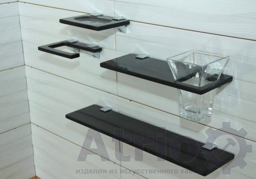 Комплект полиць у ванну кімнату чорний - Atrio Stone - вироби з штучного каменю