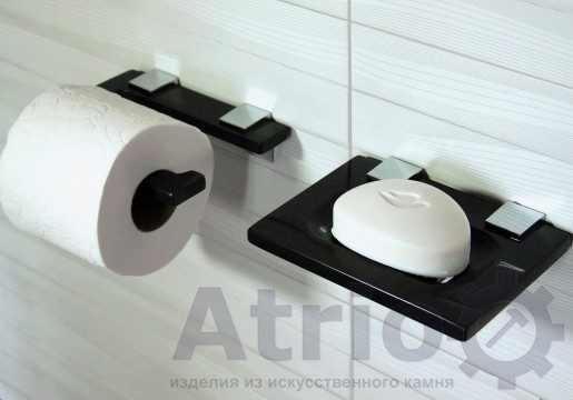 Держатель туалетной бумаги черный - Atrio Stone - изделия из искусственного камня