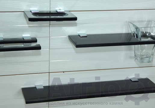 Комплект полок в ванную комнату черный - Atrio Stone - изделия из искусственного камня